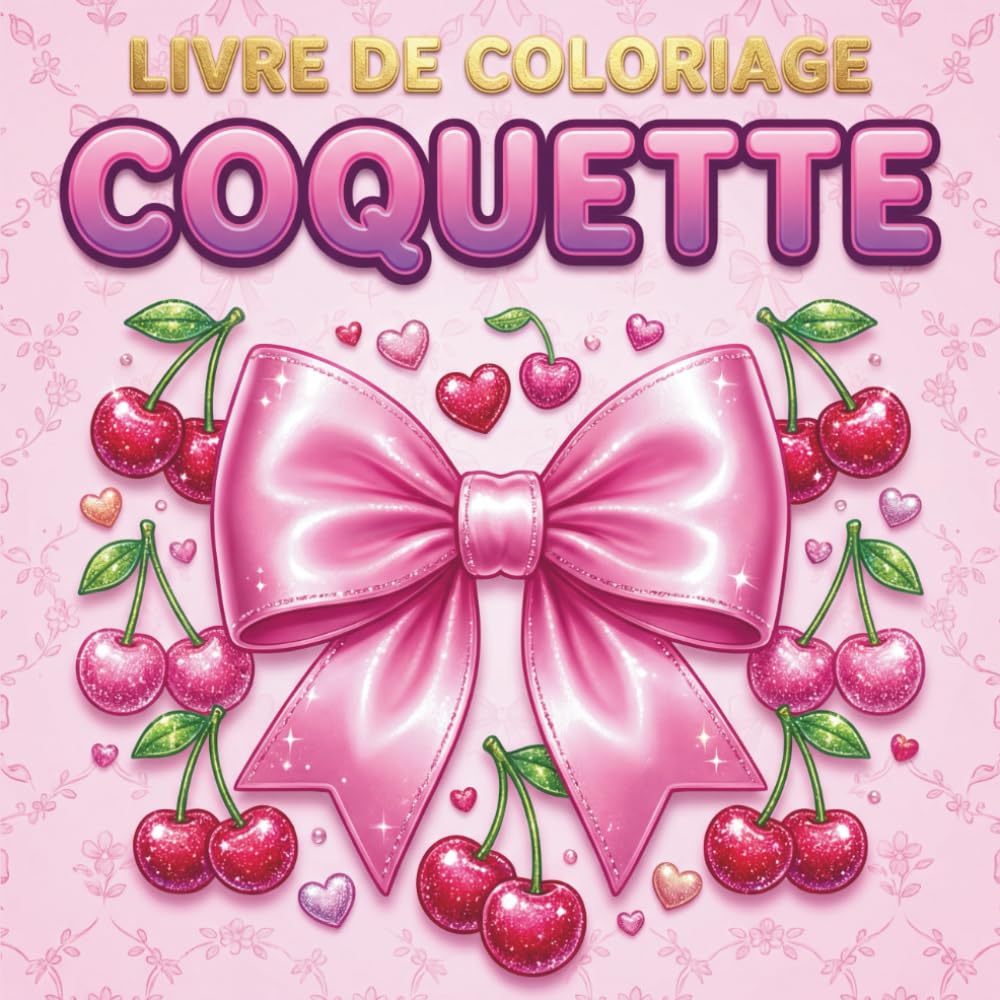 Livre de Coloriage Coquette: Bold and Easy Dessins à Gros Contours avec Nœuds, Cœurs et Cerises | Cahier de Coloriage Mignon pour la Relaxation et le Soulagement du Stress