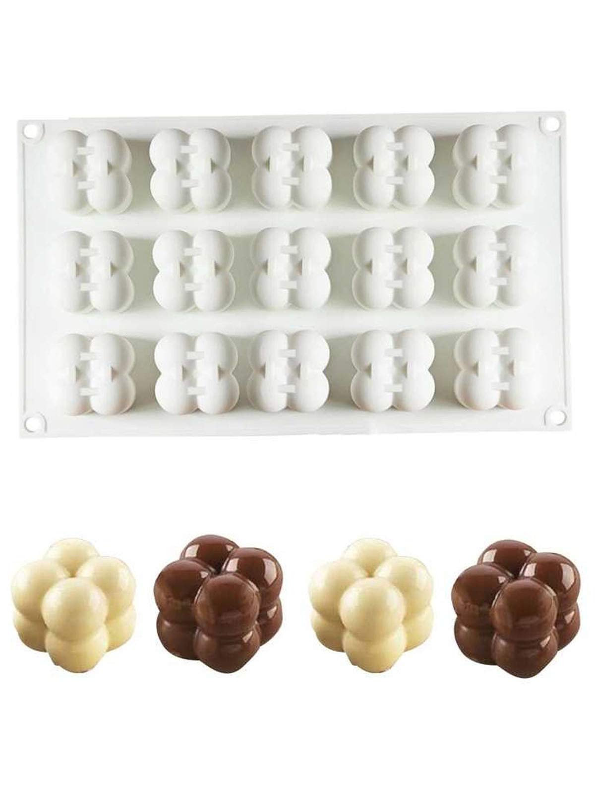 CAKE DECOR 3D 15 Cavity Cube Shape Silicone Muffin Molds Entremet Cake Mould Mousse Mold — Amazon image 3