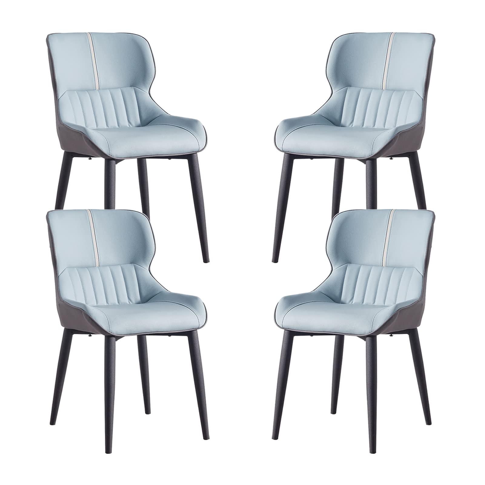 SJIALEN Dining Chairs Set of 4, with Carbon Stee Legs Modern Living Room Side Chairs PU Leather Water Proof Kitchen Counter Chairs Kitchen Chair (Color : Blue)
