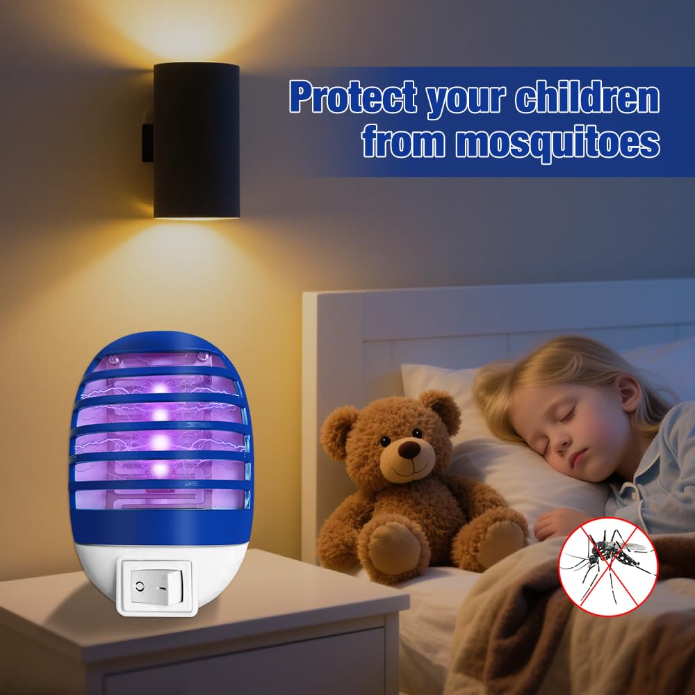 4 Piezas Lámpara Antimosquitos, Matamoscas Eléctrico, Lámpara Antimosquitos con Luz UV, Trampa Eléctrica para Mosquitos, Protección contra Mosquitos de Enchufe para Moscas, Mosquitos, Polillas, para