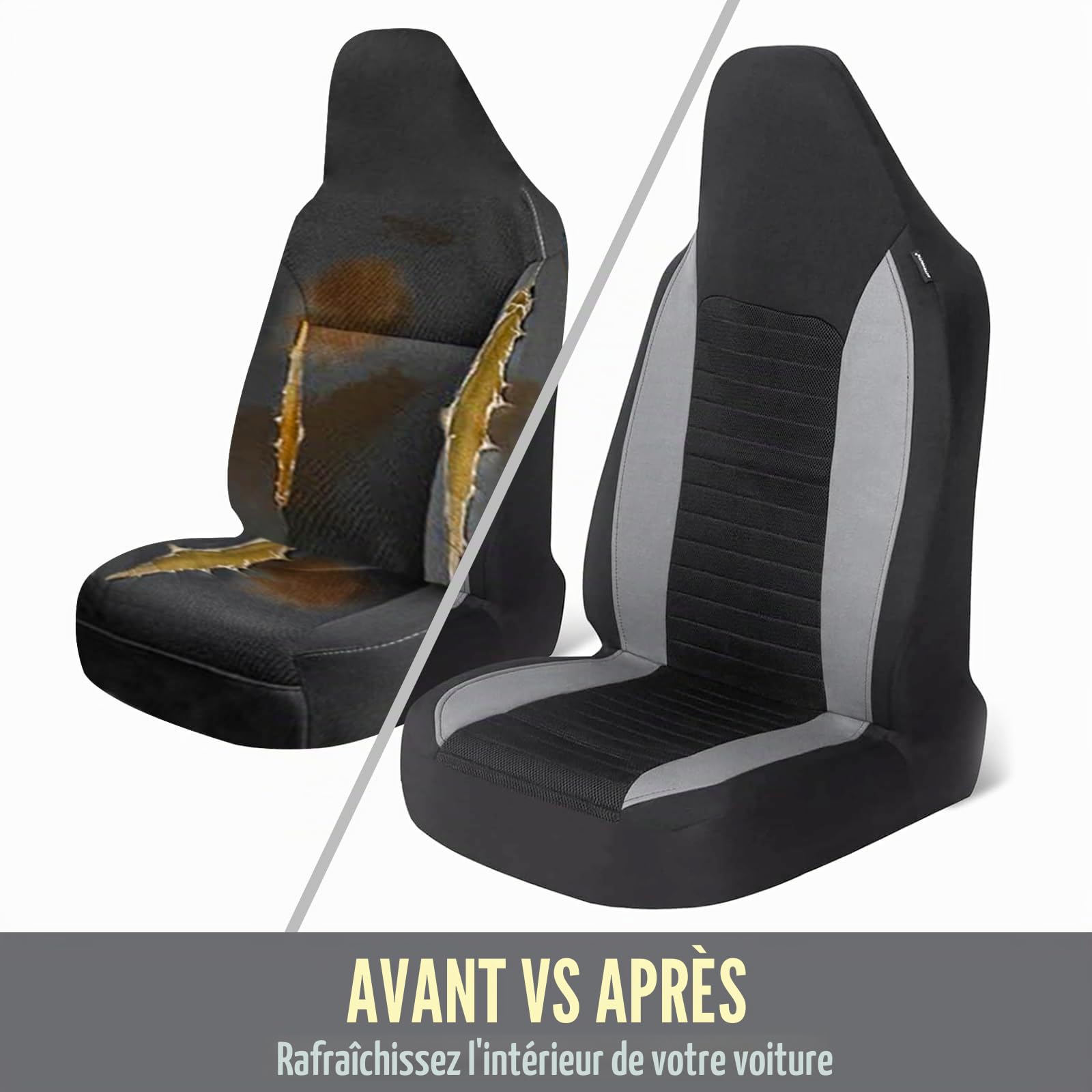 AUTOYOUTH Housses de Siège de Voiture Avant Universelles, Housse Voiture Duster Confort, Tuning Voiture Interieur –Gris