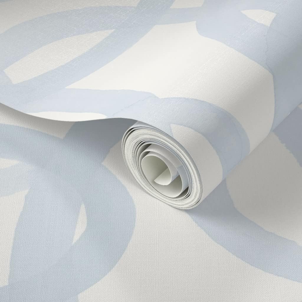 Peel & Stick Wallpaper 3ft x 2ft - Ice Blue Circles Paint Light Graphic Watercolor Graffiti Custom Removable Wallpaper by Spoonflower