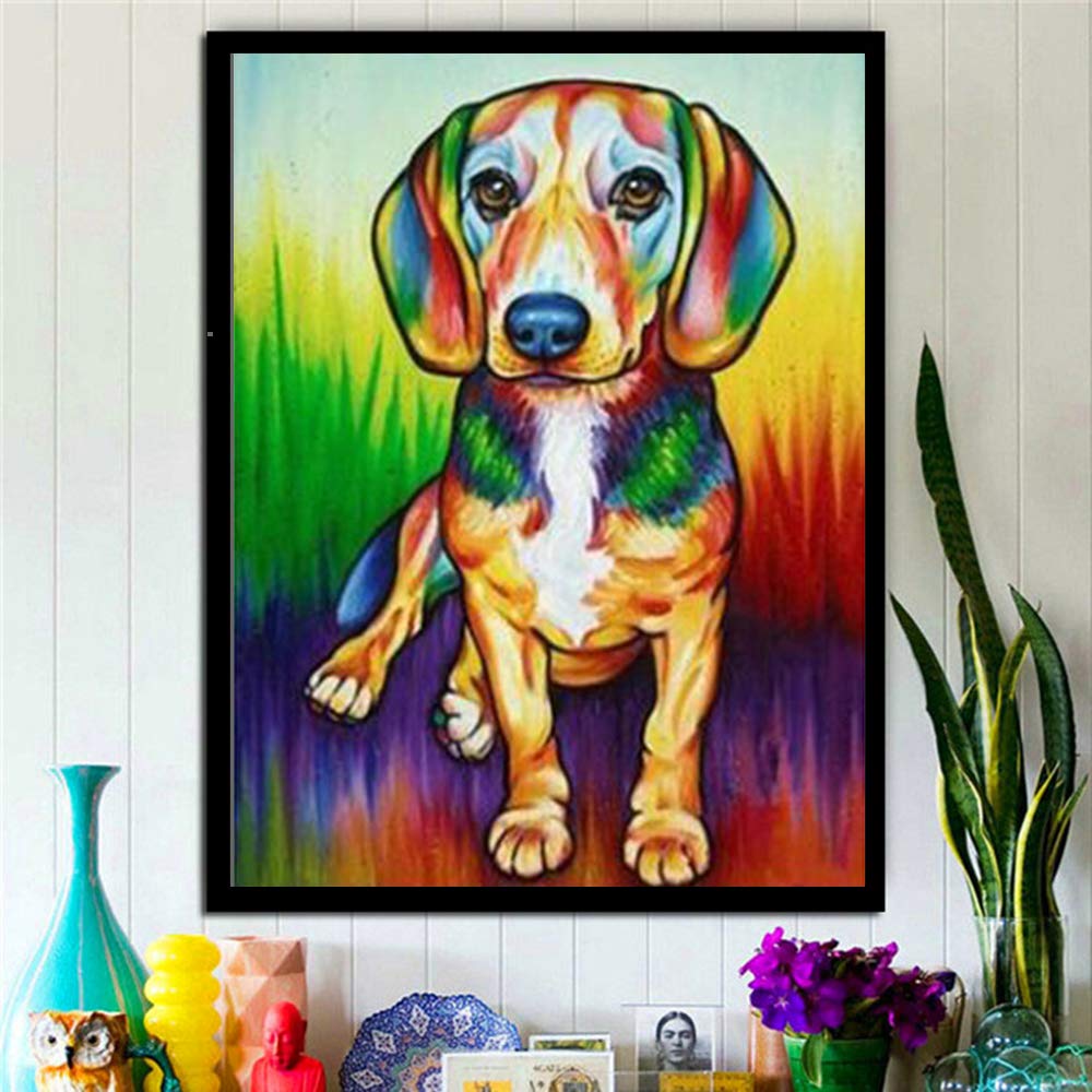 Nicole Knupfer 5D Diamond Painting Hund – DIY Kit 60x80 Cm, Inkl. Werkzeug