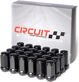 Circuit Performance 14x2.0 Black Closed End Bulge Acorn Lug Nuts Cone Seat Forged Steel (24 Pieces)