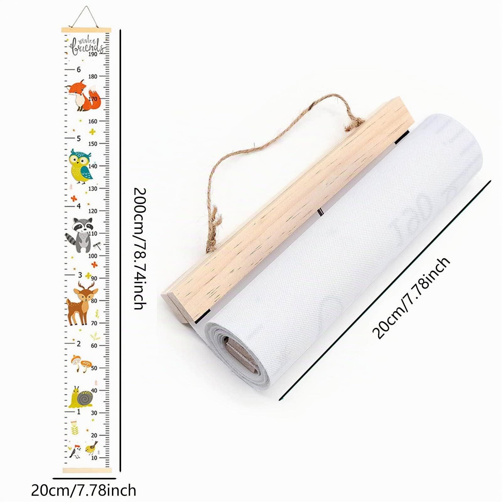 Toise Murale Enfant avec Motif Dessin animé,Toile Hauteur Règle de Mesure,Bébé Enfants Regle Taille,Fille Garçon Hauteur de Mesure pour les décorations murales de la chambre des enfants(200cm * 20cm)