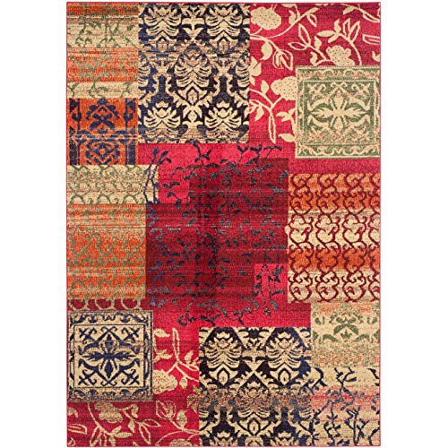 Safavieh Monaco Collection 5'1" X 7'7" Multi Mnc211F Boho Patchwork Non-Shedding Living Room Bedroom Area Rug #TOP2