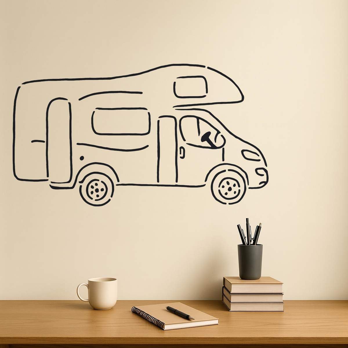 Azeeda 'Motorhome' Reusable Stencil – Durable Decorative Template for Painting and Spraying on Walls, Tiles, Wood, Fabric & Craft Projects - XXL (A2) (WS00037969)