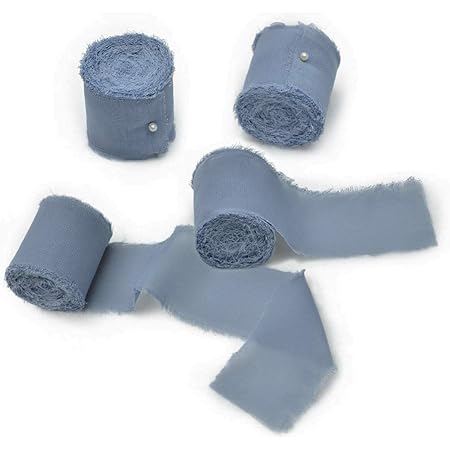 Dusty Rose Chiffon Ribbon 3 Rolls 1.5 Inch X 5 Yard Handmade Fringe Silk Chiffon Ribbon Set For