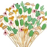 Fiesta Cupcake Toppers Mexican Fiesta Assorted Tropical Cocktail Toothpick Llama Cactus Mexican Hat