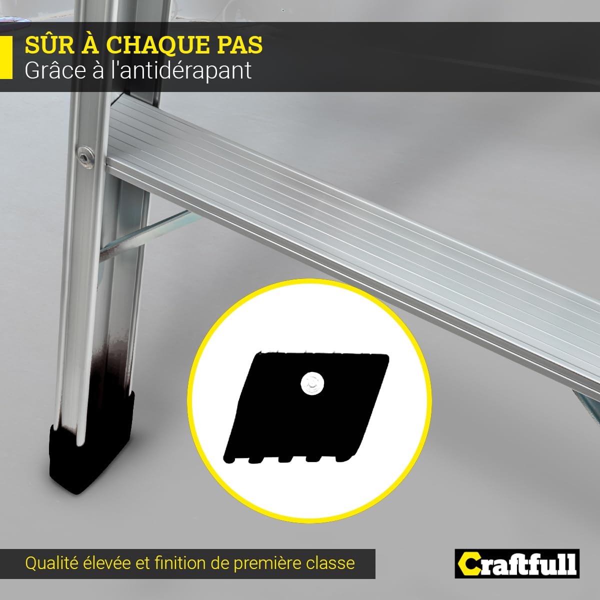Craftfull Plateforme de Travail CF-107A | Échafaudage de 3 étapes - Échelle en Aluminium - Pliable - Jusqu'à 150 kg - Plateforme de Travail avec échafaudage - Escabeau - Établi