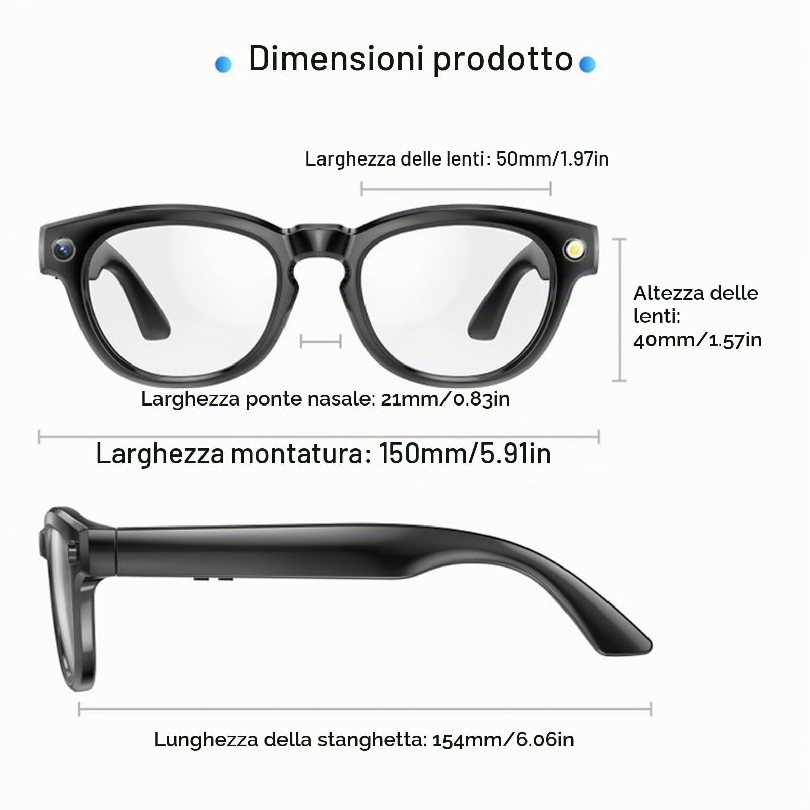 Occhiali Con Videocamera, Occhiali Video Con Lenti Fotocromatiche, 2MP HD Occhiali Intelligenti, Occhiali Sportivi Per Esterni Con Videocamera E Registrazione, Occhiali Indossabili