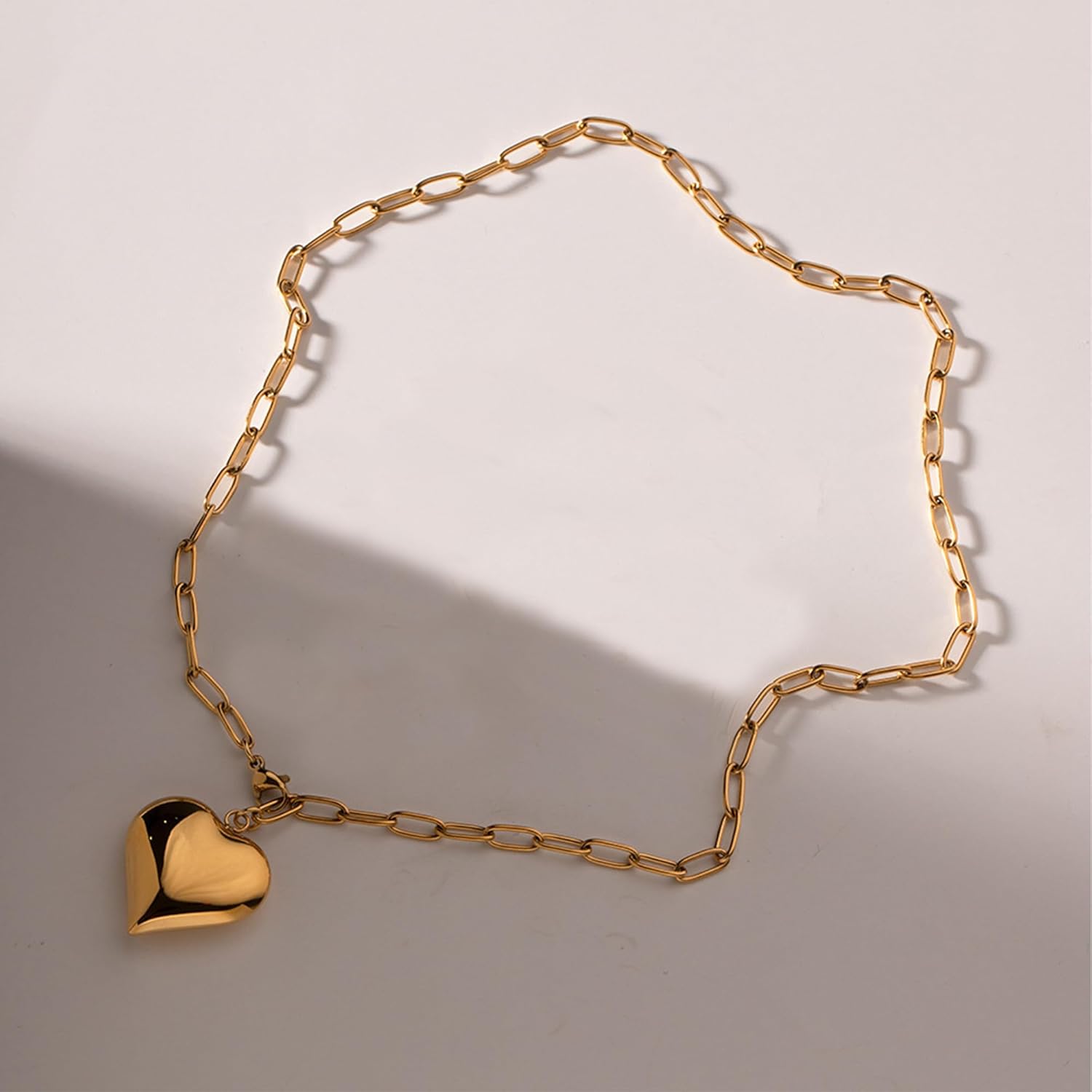 Chunky Gold Star Heart Pendant Necklace for Women Thick Chain Choker Trendy Jewelry - Image 5