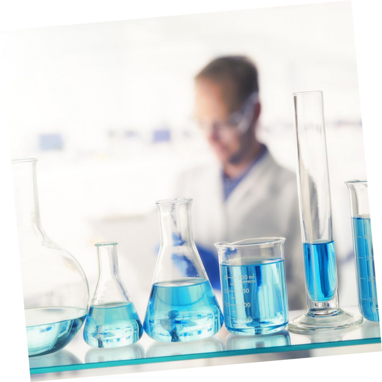 Hemobllo 4 Matraces Cónicos de Vidrio de Borosilicato, Base Plana, Medición Precisa, sin Burbujas, para Uso Escolar y Laboratorio