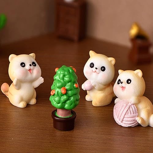 Miniatura 7 de HomeSoGood 5 figuras de gato lindas figuras en miniatura de resina micro paisaje bonsái adornos para suministros de jardín de hadas