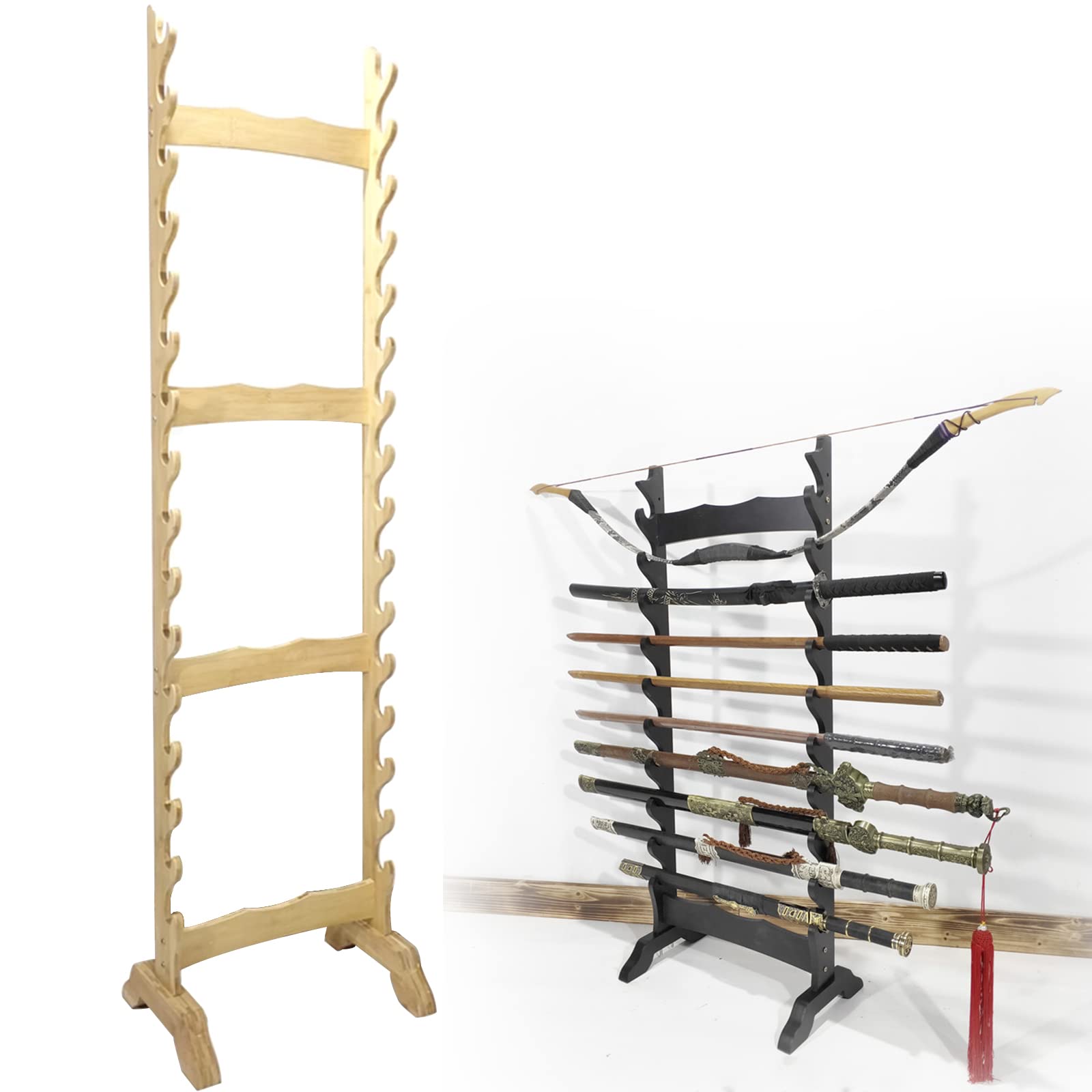 Soporte para Espadas, Estante de Suelo Multicapa para Espadas, Soporte Vertical para Colgar Espadas, estantes para Armas de Artes Marciales de 6 a 12 Niveles, Soporte para almacenar diversas