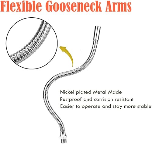 Miniatura 2 de Toolour Helping Hands - Herramienta de tercera mano, base de abrazadera de mesa con 2 brazos flexibles chapados en níquel y clips de cocodrilo