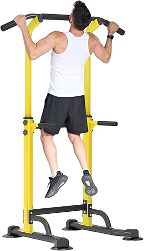 Miniatura 9 de Barra de dominadas portátil, estación de inmersión de torre de potencia, barra de dominadas, barra de barbilla ajustable en altura, equipo de Negro