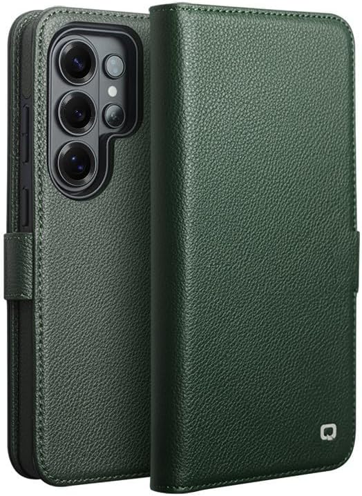 Generic case Compatible with Samsung Galaxy S26 Ultra (Couleur : Green) Magnetic Removable Genuine Leather Flip Wallet Back Case