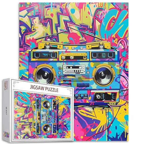 Tucocoo Puzzle de 1000 Pièces pour Adultes - Peinture Rétro Boombox - Graffiti Radio Musique de Rue - Jeux d'Activités Familiales - Coloré à Faire...