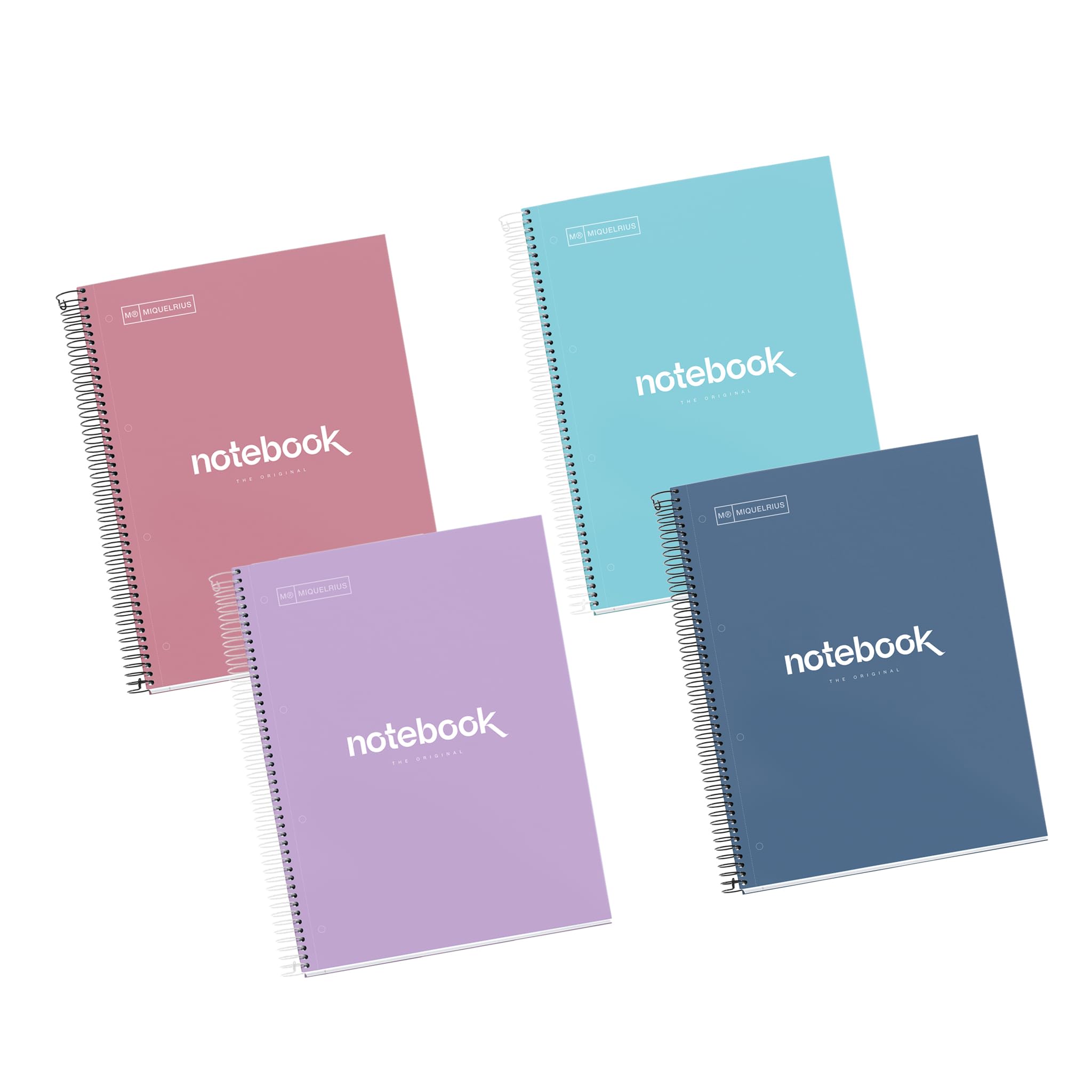 Miquelrius - Pack of 4 A4 Squared Notebooks, 160 Sheets, Hardcover