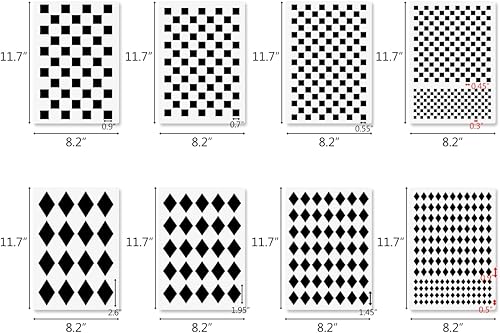 Miniatura 2 de 4 plantillas de tablero de ajedrez con 4 plantillas de arlequín 8 plantillas de cuadros y diamantes plantillas de formas repetidas plantillas de