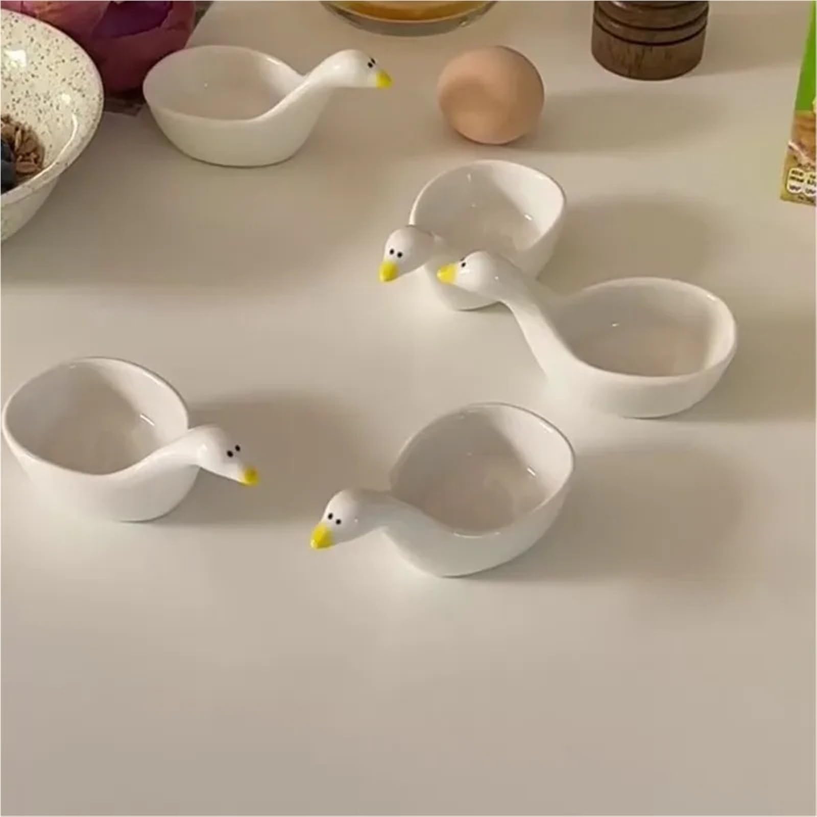 Coquetiers, 5 pièces Belle Mini oie Style créatif en céramique Errant décoration de la Maison Porte-Oeufs Tasse Oeuf Outil