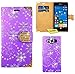 Produktbild Microsoft Lumia 950 Handy Tasche, FoneExpert® Bling Luxus Diamant Hülle Wallet Case Cover Hüllen Etui Ledertasche Premium Lederhülle Schutzhülle für Microsoft Lumia 950 (Lila)