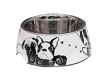 PoochBox Pet Melamine Bowl with Removable Stainless Steel Bowl for Dog & Cats (Small - 400ml)