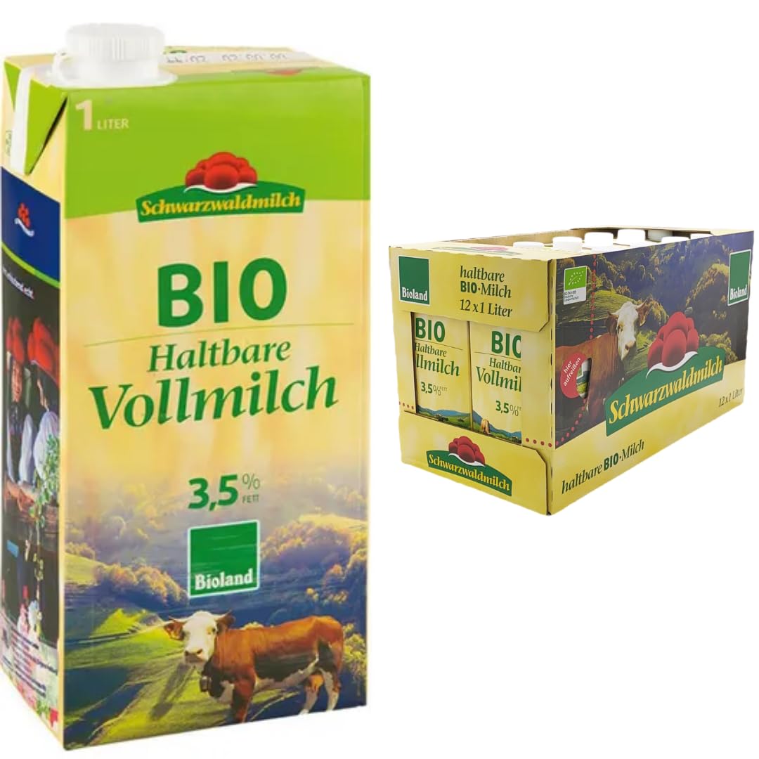 Schwarzwaldmilch Milch fettarme H-Milch 3,5% Fett, Haltbare Milch, je 1 Liter, 12 Stück+ pufai