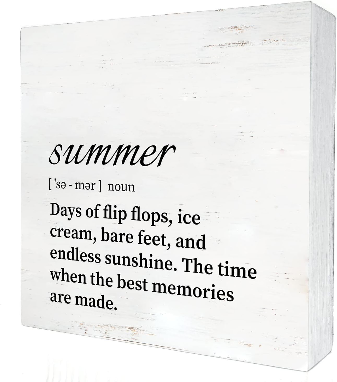 Summer Definition Box Sign 7x7 Inch Rustic Wood Farmhouse Decor