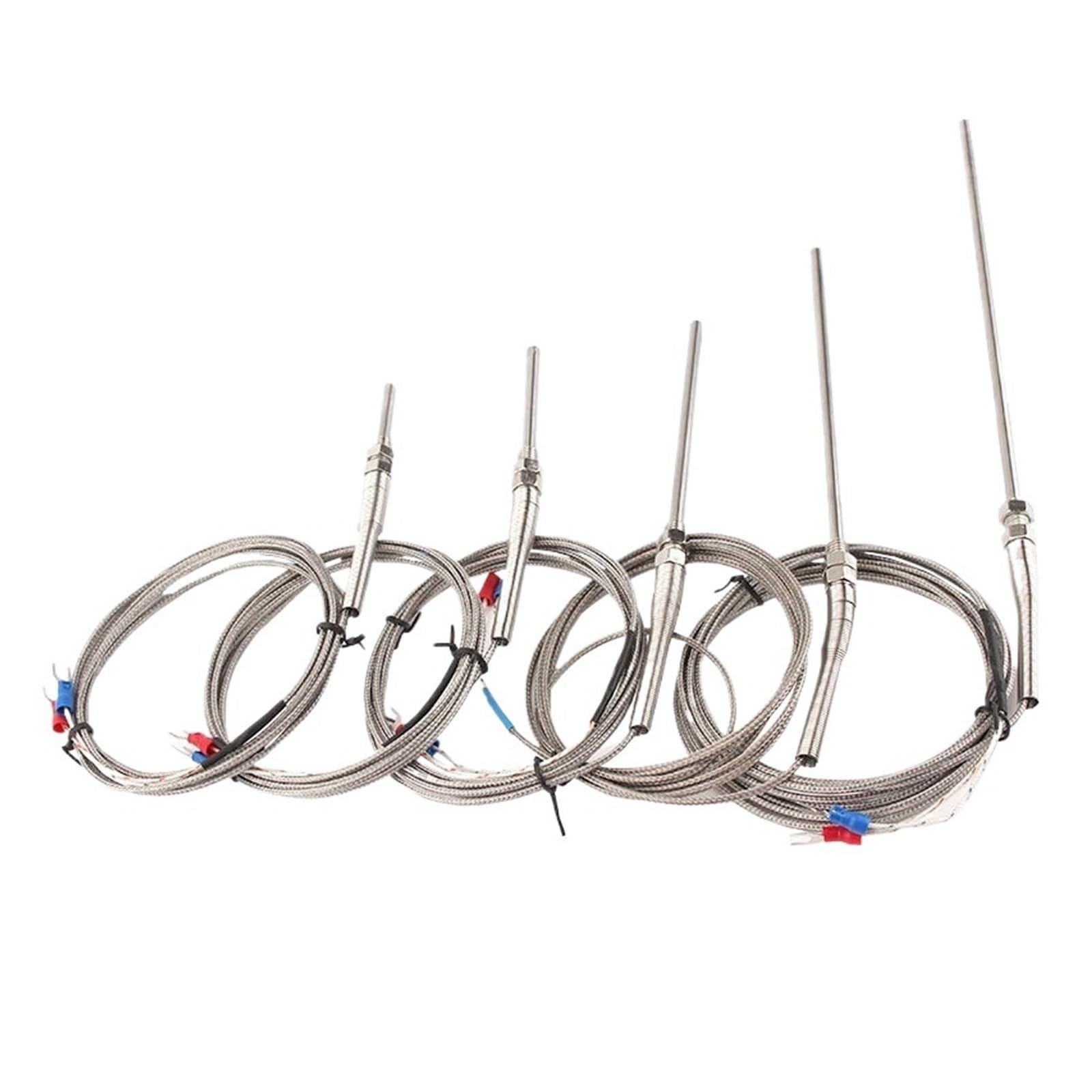 WUPLKCUIJ 1pcs 0-400℃ M8 Thermocouple 1m 2m 3m 4m 5m Type K E PT100 50mm 100mm 150mm 200mm Screw Thread Probe Temperature Sensor(K,4M,Probe Length 150MM)