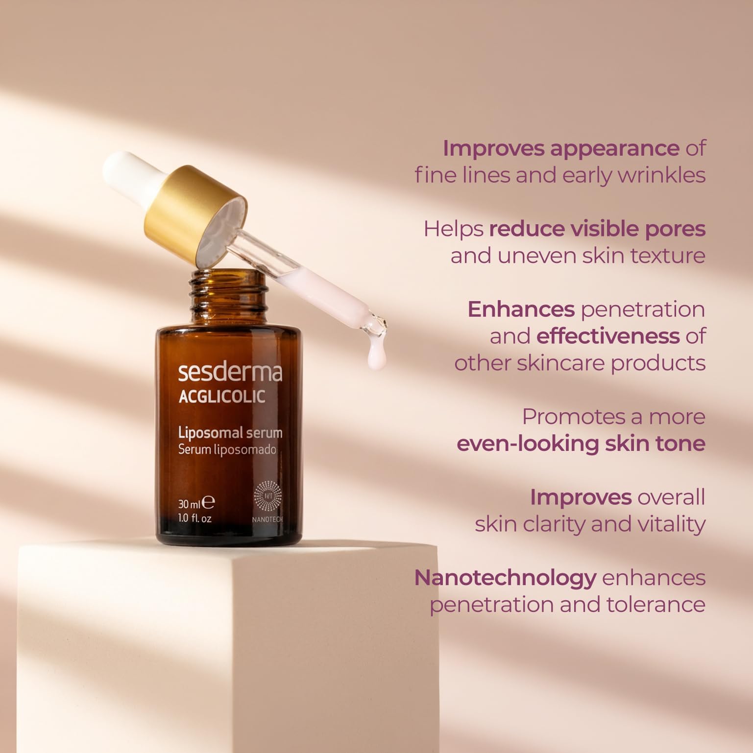 Sesderma ACGLICOLIC Facial Liposomal Serum | Anti-Aging | Hydration, 1 fl oz