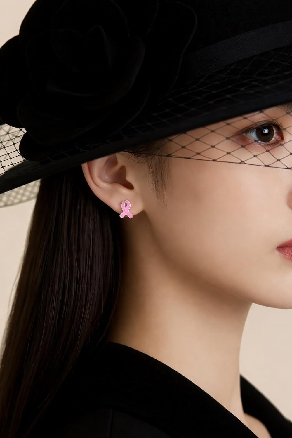 ICYROSE 925 solid sterling silver Awareness Pink Breast Cancer Ribbon Stud Earrings for cancer Survivor Support Jewelry (Nickel Free) - Image 3