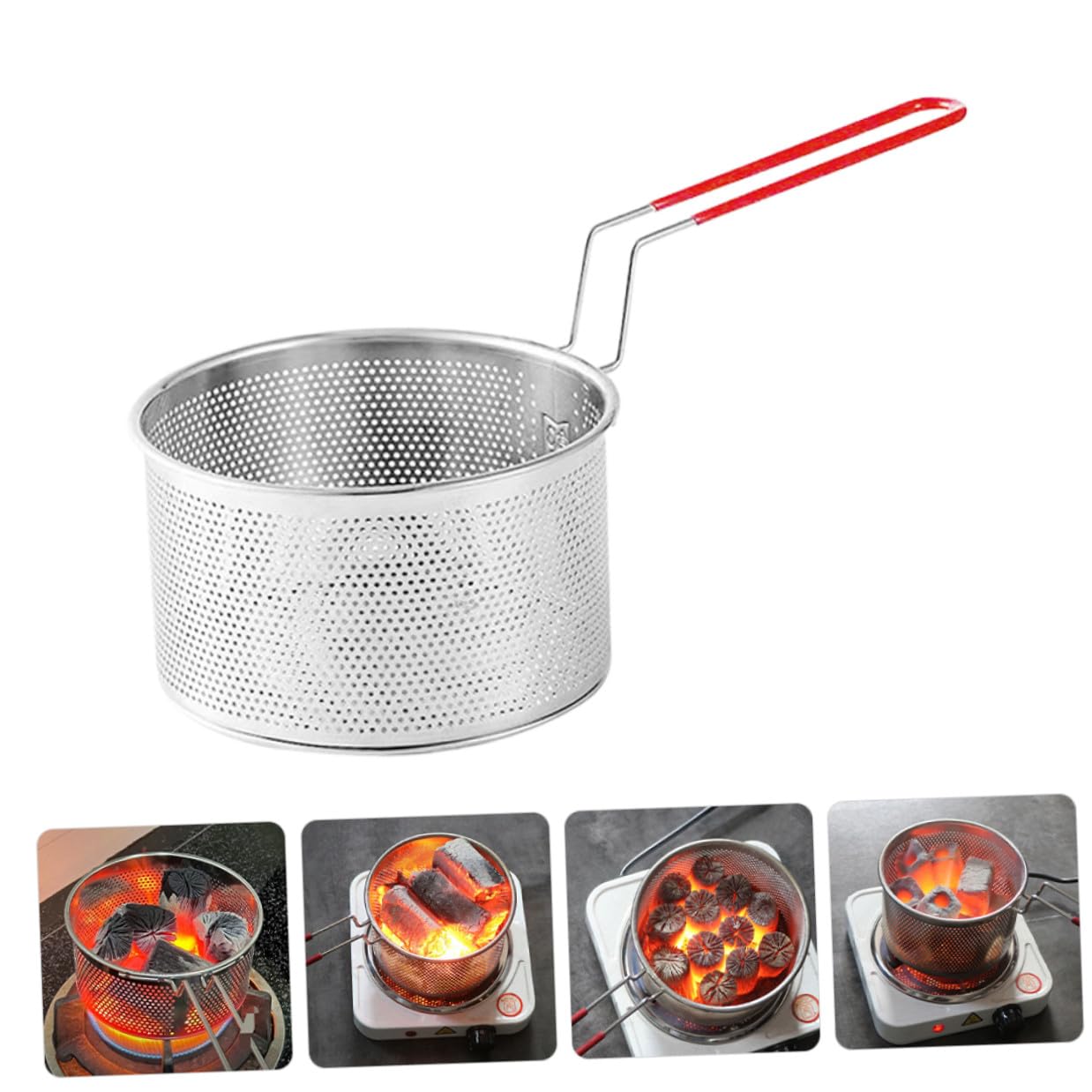 Cesta para Carbón para Barbacoa de Acero Inoxidable Distribución Uniforme de Calor, Versátil y Resistente, Adecuado para Camping y Uso Interior