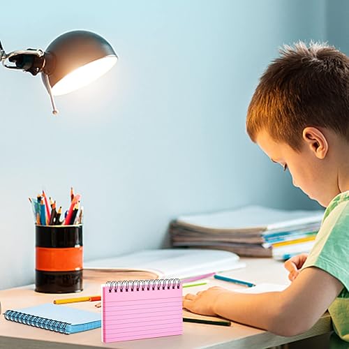 Miniatura 6 de FRIUSATE Tarjetas de índice con anillo, tarjetas en espiral de 3 x 5 pulgadas, tarjetas de índice a rayas de colores, tarjetas de índice con anillo