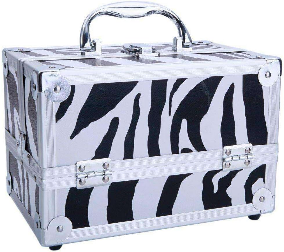 LKOP Best Aluminum Makeup Train Jewelry Storage Box Cosmetic Lockable Case Organizer Zebra Cosmetic-display-cases Makeup organizer Bathroom organizer Makeup bag Storage cabinet Bathroom storage