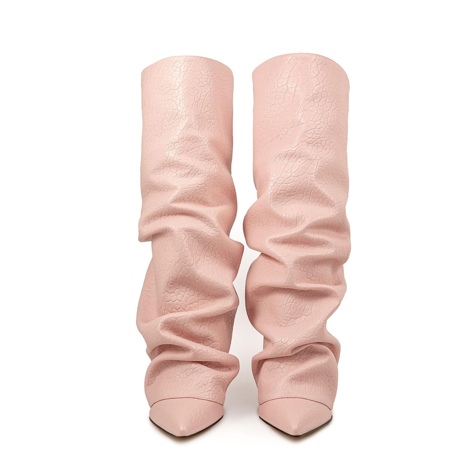 Botas Altas Mujer Caña Ancha, Botas Mujer Invierno Elegante Salvaje Tacón Grueso Hasta La Rodilla Moda Retro Casual Fold Over Bota Con Punta Puntiaguda Sólido Sexy Plisada Antideslizante Bota