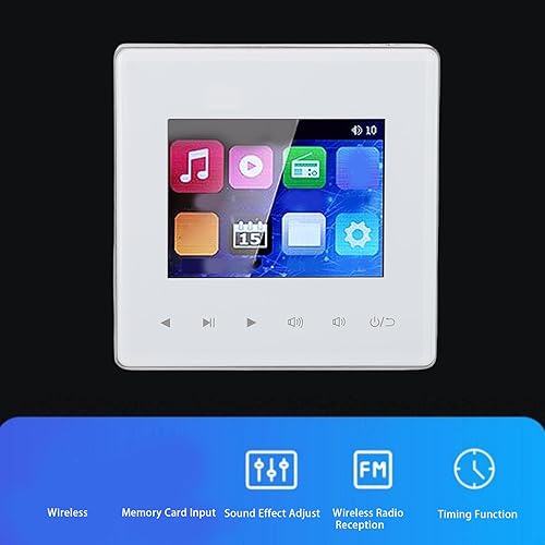 Miniatura 2 de Yunir Amplificador de pared inteligente Bluetooth con radio FM, pantalla táctil HD de 2.8 pulgadas, temporizador de encendido y apagado, compatible