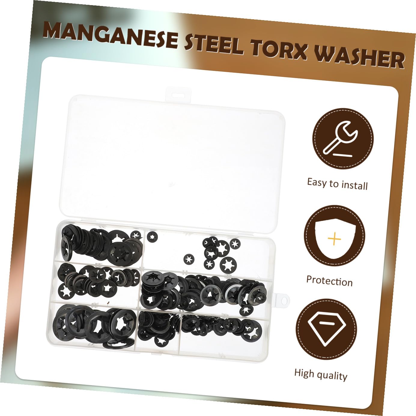 260 Pcs Manganese Steel Washers Push on Washer Fastener Kit M3- Internal Tooth Locking Clips for Industrial and Automotive Use