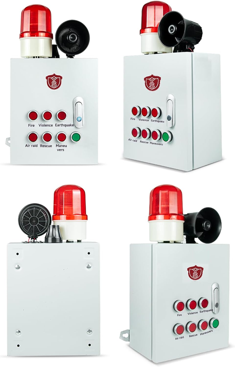 Wireless Alarm Siren Controller 2000m Remote Control or Button Fire Air Raid Earthquake Emergency Security Siren with 120dB Loud Horn 6 Different Tones AC110-120V