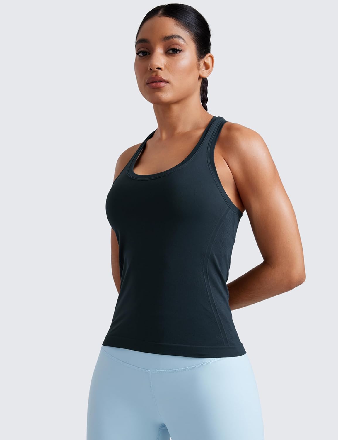 CRZ YOGA Seamless Racerback Tank Tops for Women - Gym Workout Athletic Running Sleeveless Shirts Breathable Scoop Neck - Image 2