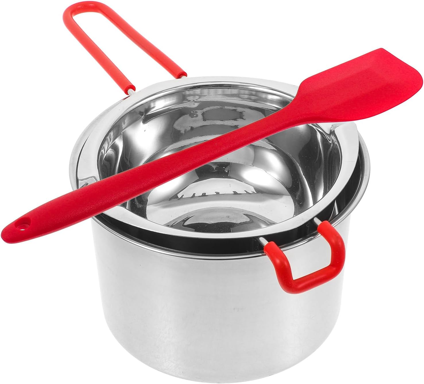 Double Boiler Melting Pot Set 600ml Stainless Steel Wax and Chocolate Heating Pot with Heat-resistant Handle and Spatula for Baking and Candy Making Random Color
