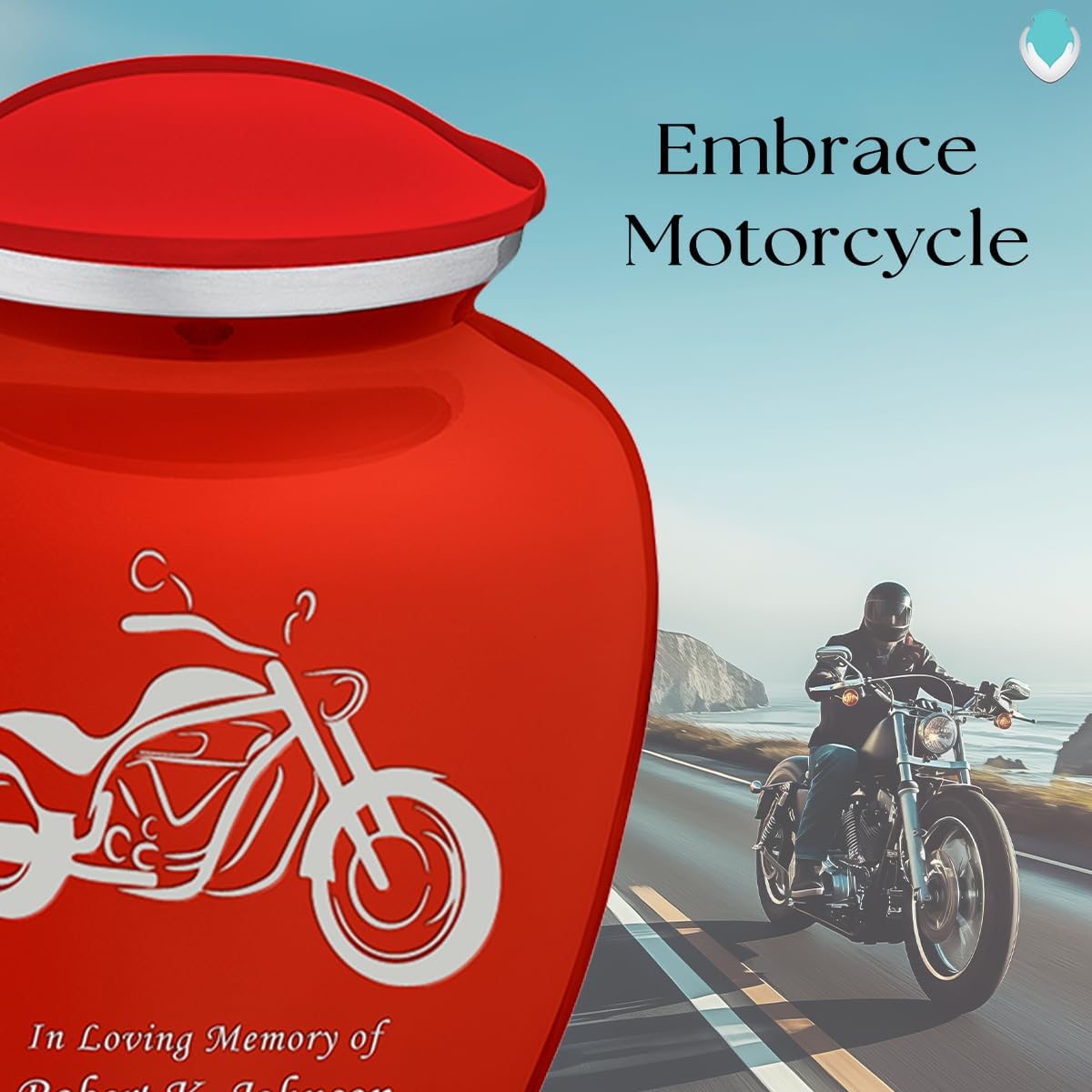 Geturns - Adult Personalized Motorcycle Cremation Urns for Human Ashes I Large Bright Red Funeral Urn for Men and Women I 200 lbs