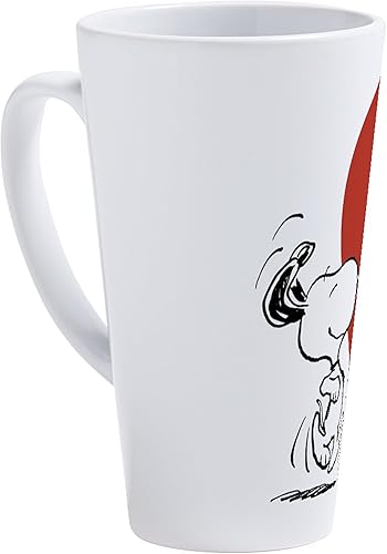 CafePress Peanuts Best Friends Heart - Taza con leche (17 oz)