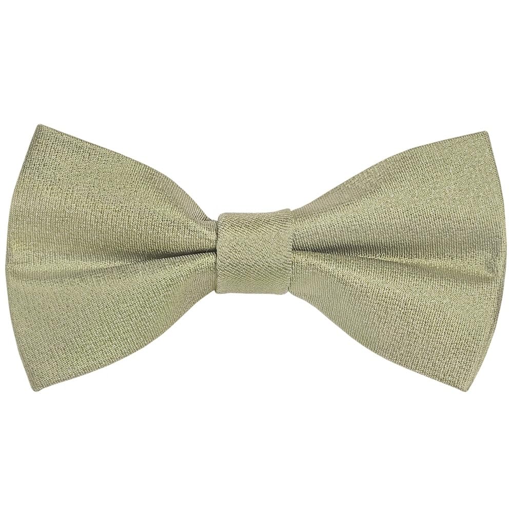 TIES R US Pre Tied Khaki Green Silk Boys Bow Tie Age 8-11 Kids Childs Handmade Wedding Christening Prom Dickie Bow Tie