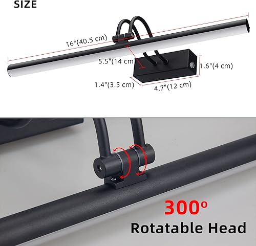 Miniatura 7 de Luz de imagen, luces de imagen para pared inalámbricas, luces de imagen de 16 pulgadas con temporizador y regulable, luces de pared a batería para