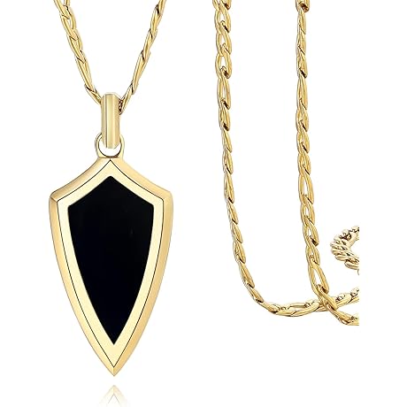 Agate Gold Pendant Necklace for Men