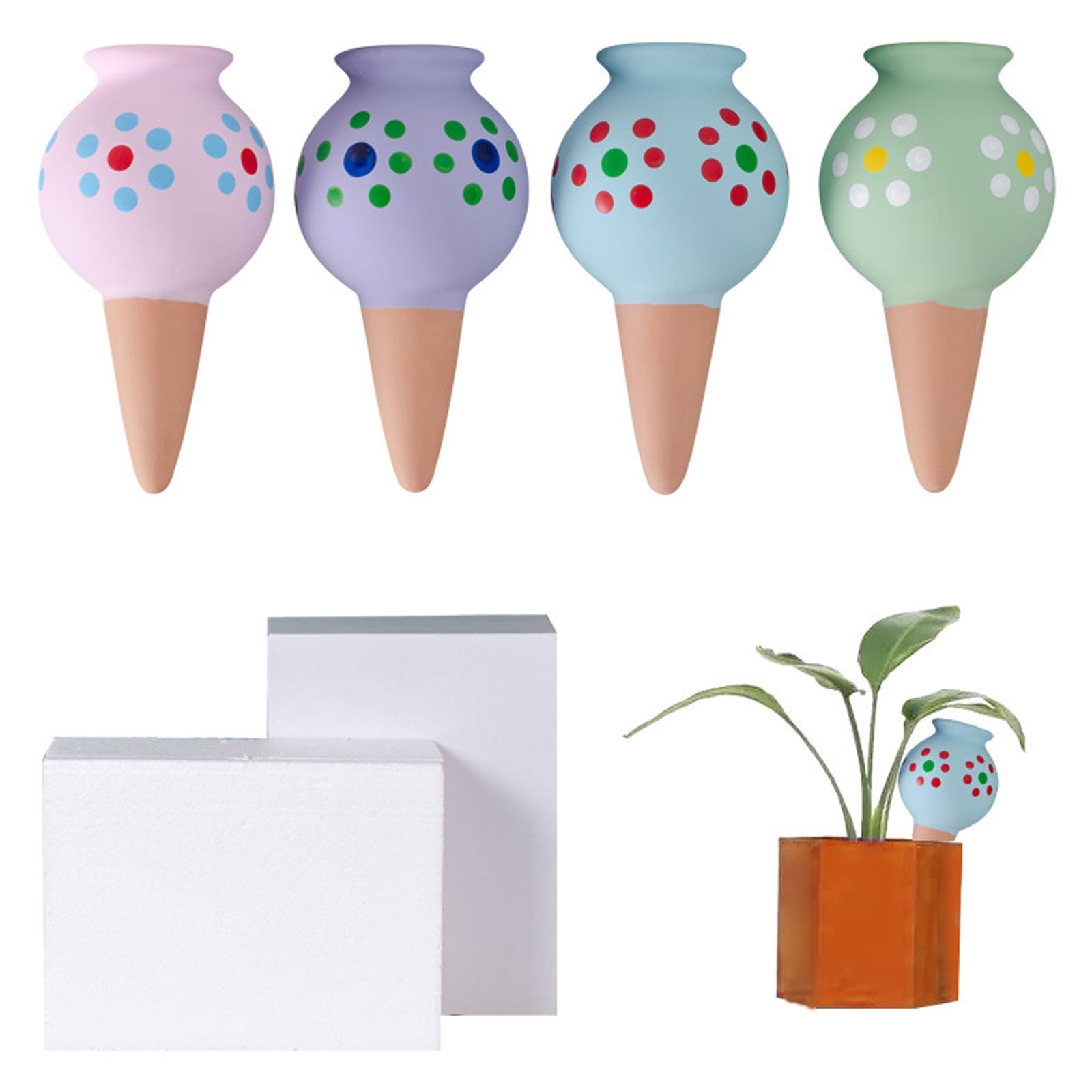CHSEEO Plant Watering Devices, Self Watering Spikes, Vacation Plant Watering Dripper, 4 Pack Automatic Drip System Irrigation Equipment Tool, for Indoor Outdoor Home and Office Plants