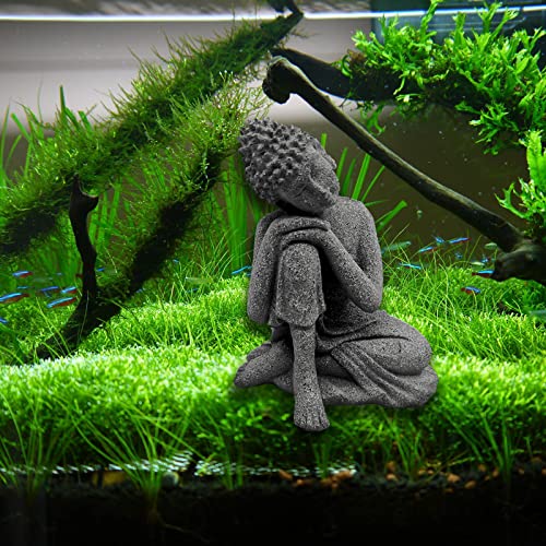 Together-Life Buddha Fish Aquarium Decoration, Meditating Buddha Fish Tank Decor Sitting Sandstone Buddha Statue Buddhist Meditation Ornament Decor For Fish Tank Aquarium Home Garden Decor #TOP5