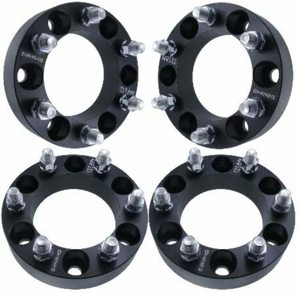2" 6x5.5 Wheel Spacers - Wider Stance, Increased Clearance, Fits Dodge Fits Mitsubishi Fits Hummer Trucks - 2 Inch (50mm), 6x139.7, 12x1.5 Studs - Set of 4 - Black